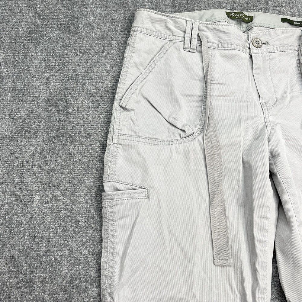 Eddie Bauer Shaw Fit Capri Pants Size 8 Gray Ribbed Tie Waist Hiking Outdoor - Picture 8 of 12